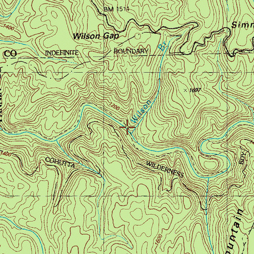 Topographic Map of Wilson Branch, TN