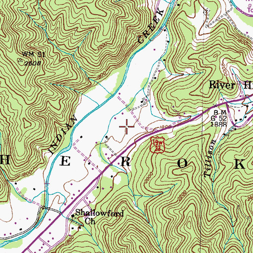 Topographic Map of Indian Creek (historical), TN