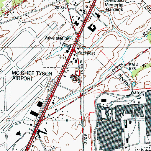 Topographic Map of Airport Plaza, TN