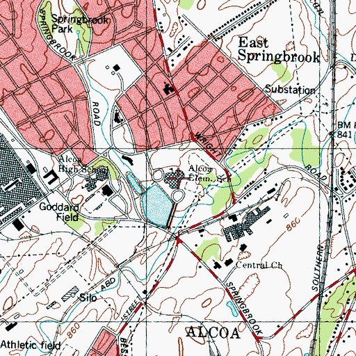Topographic Map of Alcoa Elementary School, TN