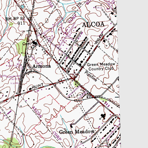 Topographic Map of Armona School (historical), TN