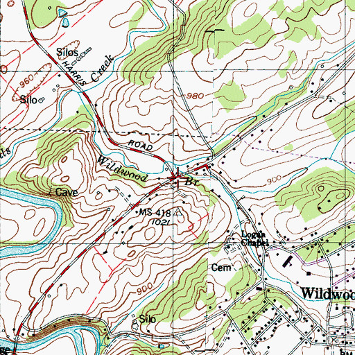 Topographic Map of Bank (historical), TN