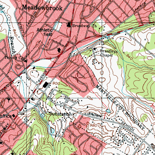 Topographic Map of Bittle Heights, TN