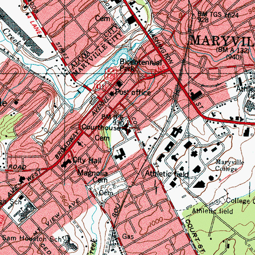 Topographic Map of Blount County Courthouse, TN