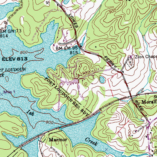 Topographic Map of Castaway Cove, TN