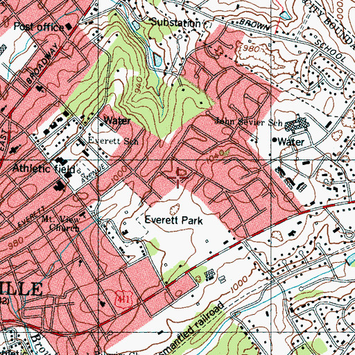 Topographic Map of Everett Heights, TN