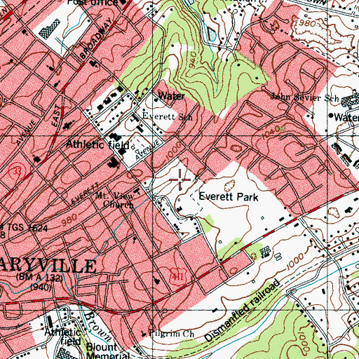 Topographic Map of Everett Park, TN