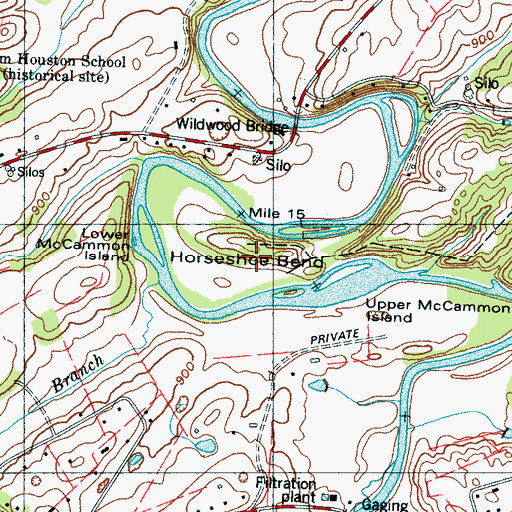 Topographic Map of Horseshoe Bend, TN