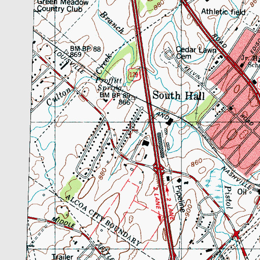 Topographic Map of Iris Acres, TN
