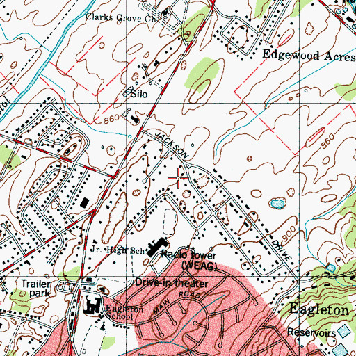 Topographic Map of Jackson Hills, TN