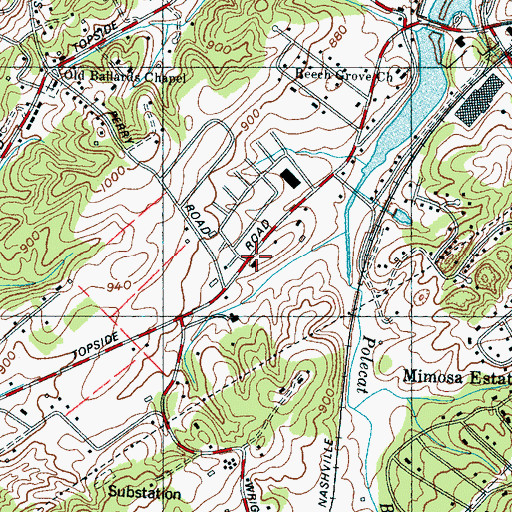 Topographic Map of Kit Carson School (historical), TN