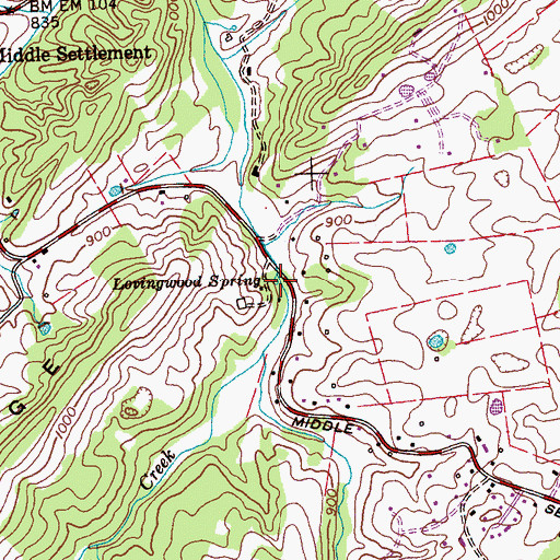 Topographic Map of Lovingwood Spring, TN