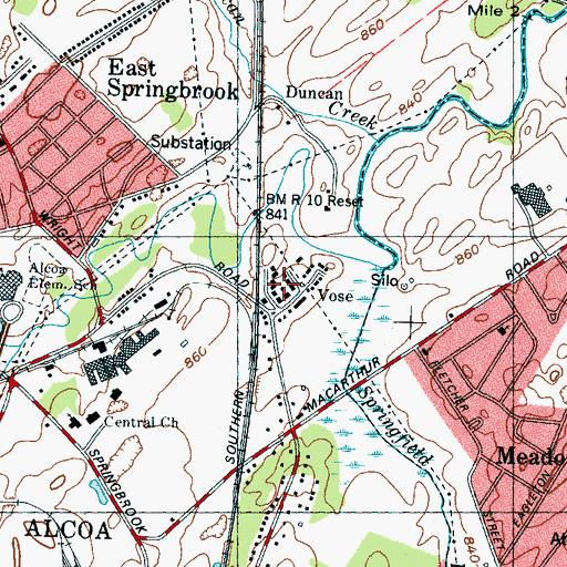 Topographic Map of Meadowood, TN