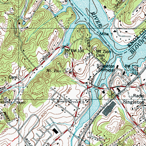 Topographic Map of New Lincoln School (historical), TN