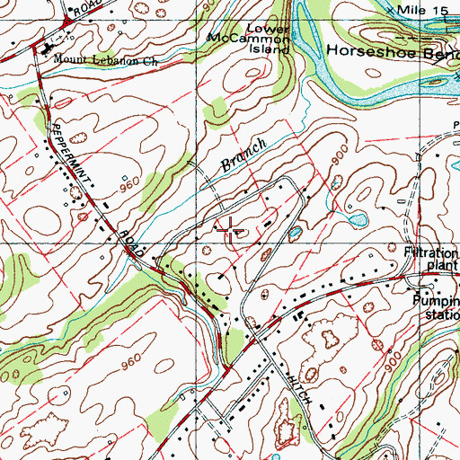 Topographic Map of Peppermint Hills, TN