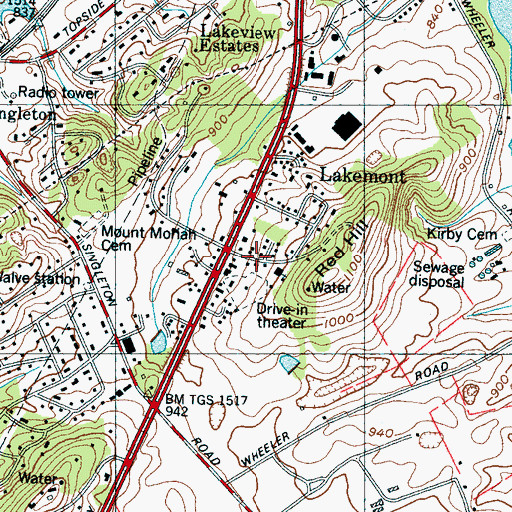 Topographic Map of Rivertrace, TN