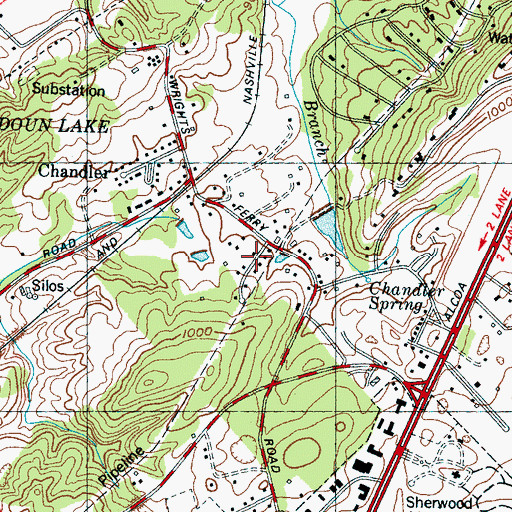 Topographic Map of Rocky Waters, TN