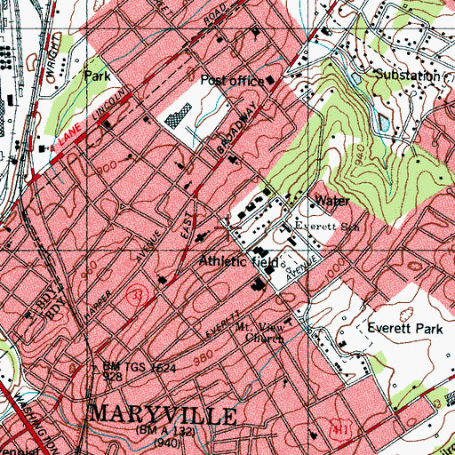 Topographic Map of Scenic Terrace, TN