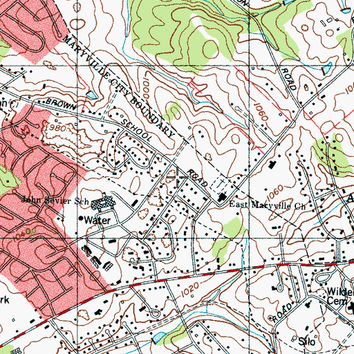 Topographic Map of Springfield, TN