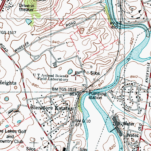 Topographic Map of University of Tennessee Animal Science Field Laboratory, TN