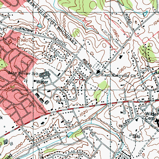 Topographic Map of Westfields, TN