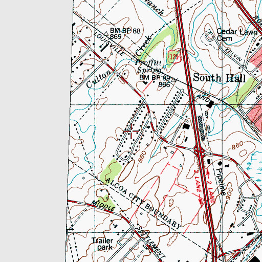 Topographic Map of Woodmont Addition, TN