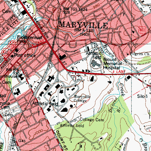 Topographic Map of Hillsdale, TN