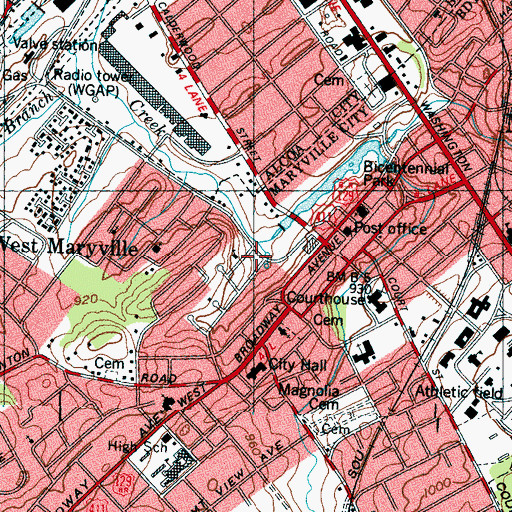Topographic Map of Blount County Library, TN