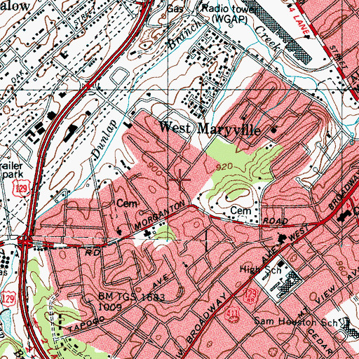 Topographic Map of Cherokee Park, TN