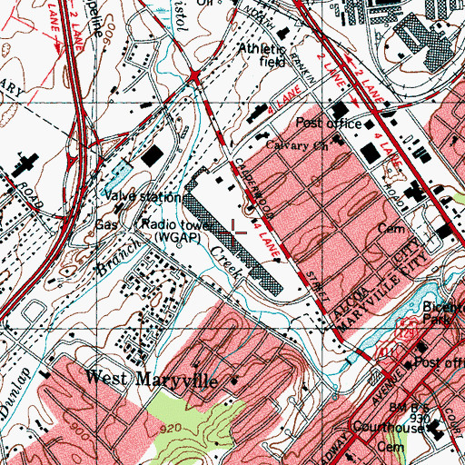 Topographic Map of Midland Shopping Center, TN