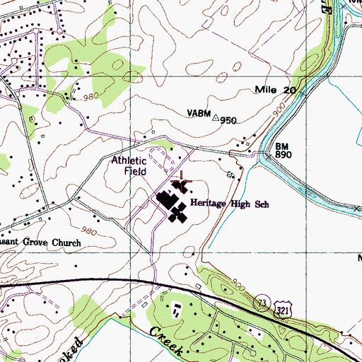 Topographic Map of Heritage Vocational School, TN