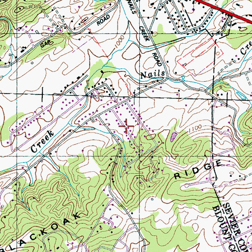 Topographic Map of Huskey Valley, TN