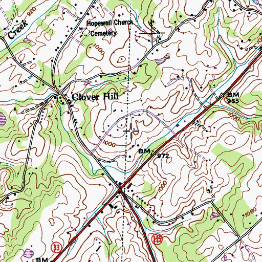 Topographic Map of Clover Hill Estates, TN