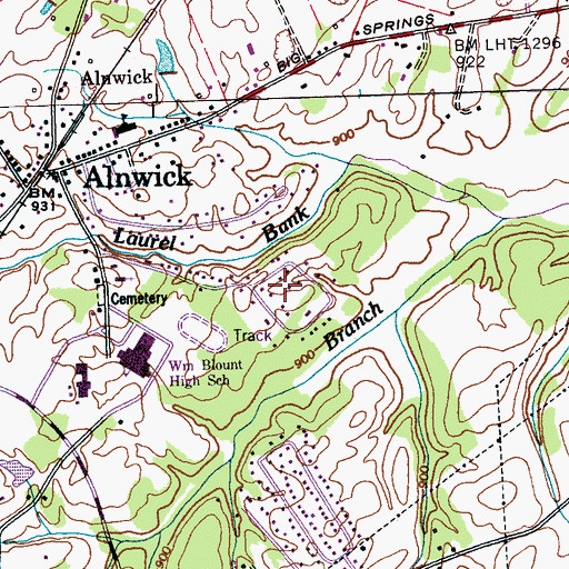 Topographic Map of Laurel Bank Estates, TN