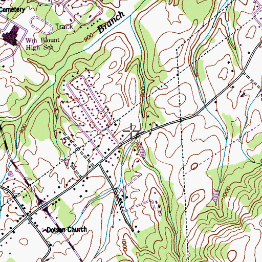 Topographic Map of William Blount High School, TN