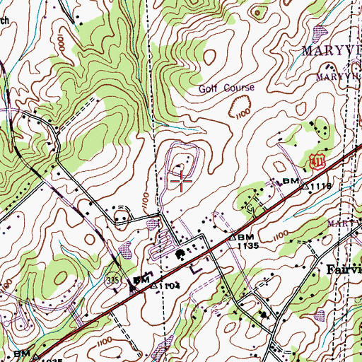 Topographic Map of Fairway Estates, TN