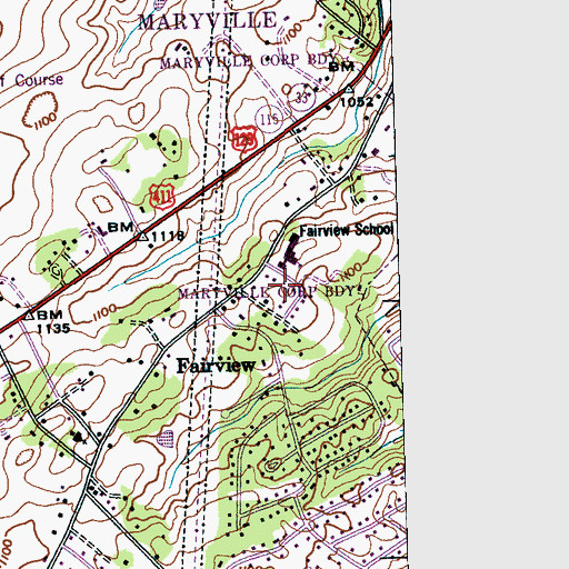 Topographic Map of Fairview Heights, TN
