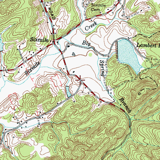 Topographic Map of Sixmile School (historical), TN