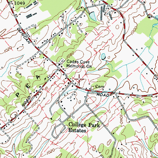 Topographic Map of Chelsey Village, TN
