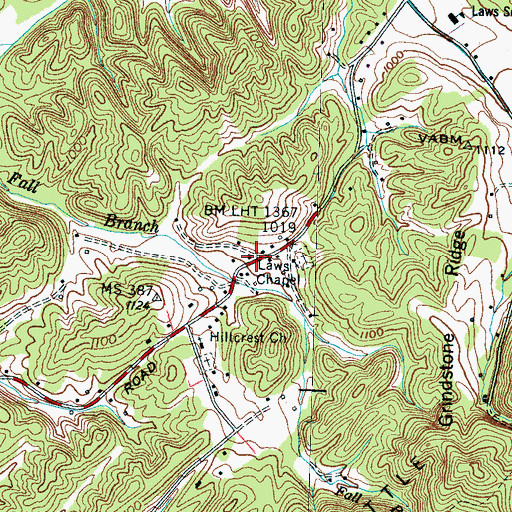 Topographic Map of Law Chapel, TN