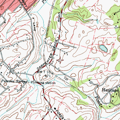 Topographic Map of Montvue, TN