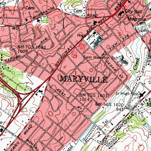Topographic Map of Willard Addition, TN