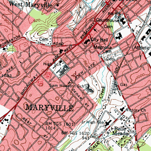 Topographic Map of Mountain View Addition, TN