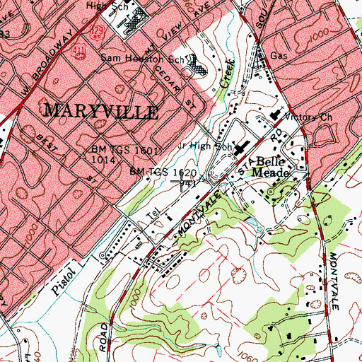 Topographic Map of Sandy Springs Park, TN