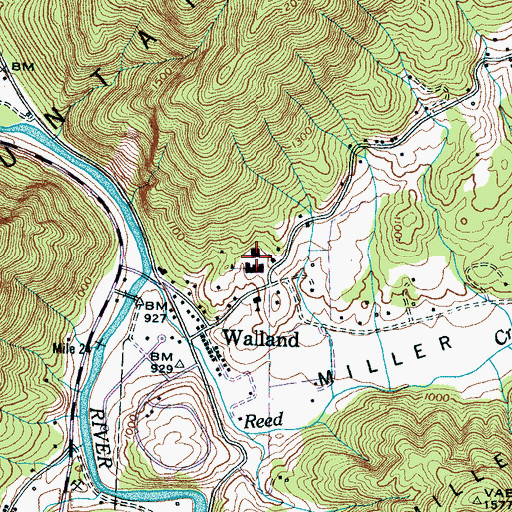 Topographic Map of Walland Elementary School, TN
