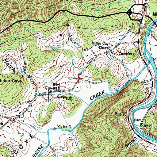 Topographic Map of West Millers Cove, TN