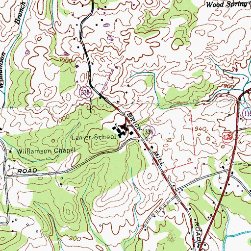 Topographic Map of Lanier Elementary School, TN
