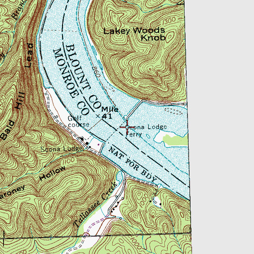 Topographic Map of Tallassee Ford (historical), TN