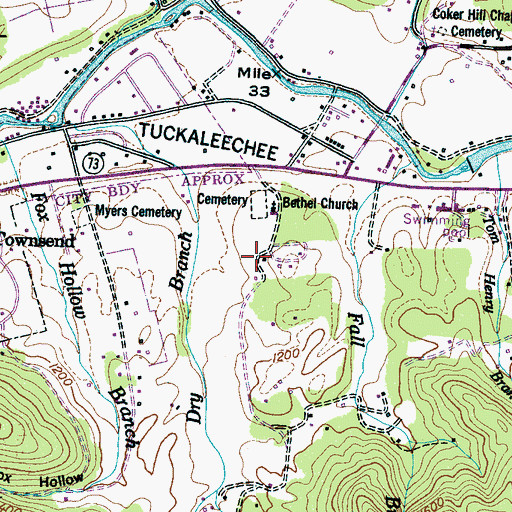 Topographic Map of Townsend Elementary School, TN