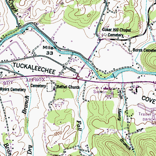 Topographic Map of Bethel, TN